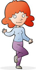 cartoon friendly woman waving