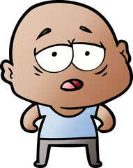 cartoon tired bald man