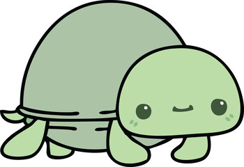 hand drawn quirky cartoon turtle