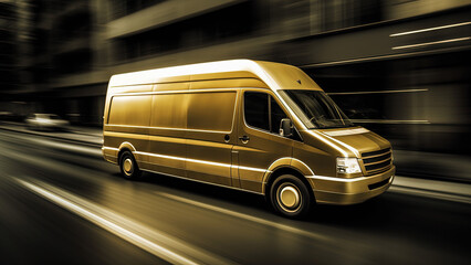Obraz na płótnie Canvas Delivery van on abstract fast motion blur background. Generative AI