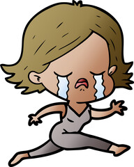 cartoon girl crying whilst running