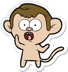 sticker of a cartoon shocked monkey