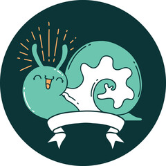 icon of a tattoo style happy snail