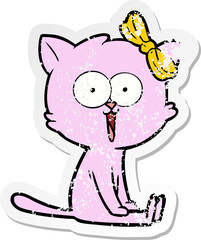 distressed sticker of a cartoon cat