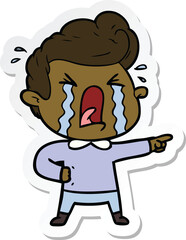 sticker of a cartoon crying man