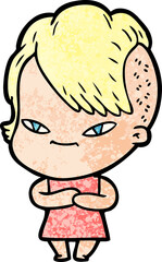 cute cartoon girl with hipster haircut