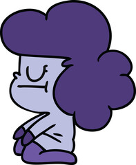 freehand drawn cartoon of a kawaii alien girl