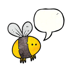 freehand speech bubble textured cartoon bee