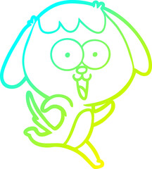 cold gradient line drawing of a cute cartoon dog