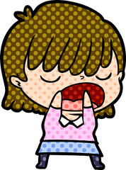 cartoon woman talking loudly