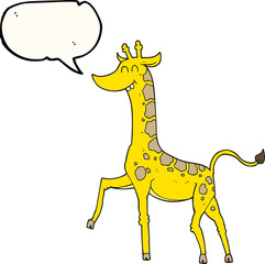 freehand drawn speech bubble cartoon giraffe