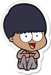 sticker of a happy cartoon boy