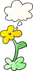 Fototapeta premium cartoon flower with thought bubble in smooth gradient style