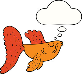 cartoon chinese fighting fish with thought bubble