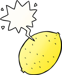 cartoon lemon with speech bubble in smooth gradient style