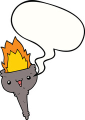 cartoon flaming chalice with speech bubble