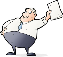 cartoon boss waving papers