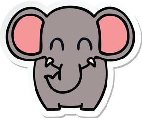 sticker of a quirky hand drawn cartoon elephant