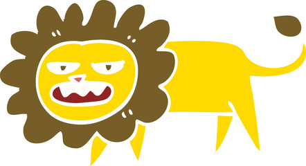 flat color illustration cartoon angry lion