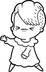 cartoon annoyed hipster girl