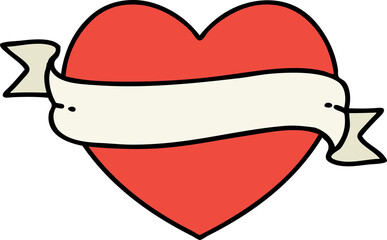 tattoo in traditional style of a heart and banner