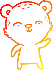 Obraz premium warm gradient line drawing of a happy cartoon bear