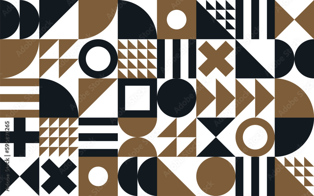 Aufkleber Geometric pattern background, vector multicolor geometry abstract print design with rectangles, squares and circles