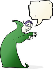 cartoon spooky vampire with speech bubble