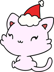hand drawn christmas cartoon of kawaii cat