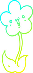 cold gradient line drawing of a cartoon flower