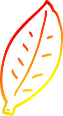 warm gradient line drawing of a cartoon leaf