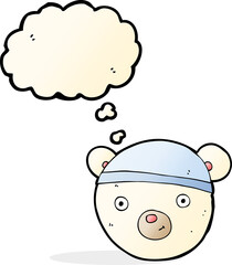 cartoon polar bear face with thought bubble