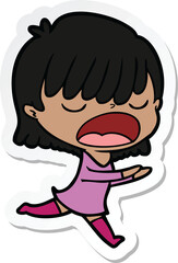 sticker of a cartoon woman talking loudly