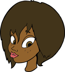 cartoon pretty female face pouting