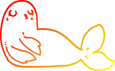 warm gradient line drawing of a cartoon seal