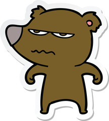 sticker of a annoyed bear cartoon