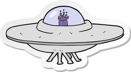 sticker of a cartoon flying saucer