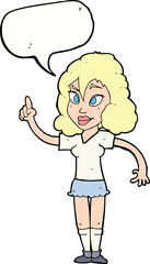 cartoon pretty woman with idea with speech bubble