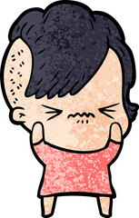 cartoon annoyed hipster girl