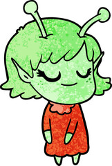 smiling alien girl cartoon