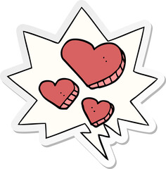 cartoon love hearts with speech bubble sticker