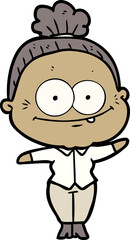 cartoon happy old woman