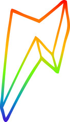 rainbow gradient line drawing of a cartoon decorative lightning bolt