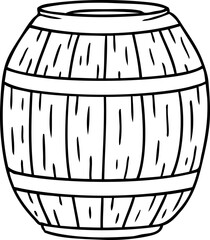 hand drawn line drawing doodle of a wooden barrel