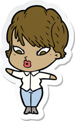 sticker of a cartoon woman