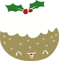 cute flat color style cartoon christmas pudding