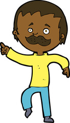 cartoon man with mustache pointing