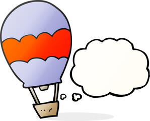 freehand drawn thought bubble cartoon hot air balloon