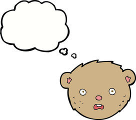 cartoon teddy bear face with thought bubble