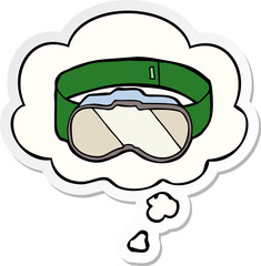 cartoon goggles with thought bubble as a printed sticker